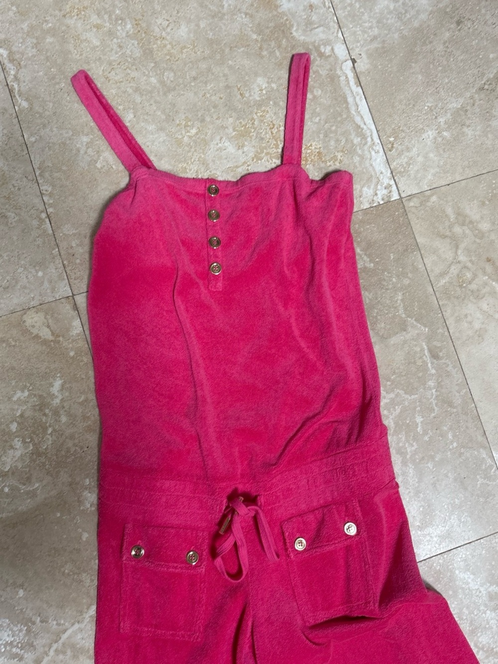 Juicy Couture Hot Pink Wide-Leg Terry Romper - Picture 4 of 5
